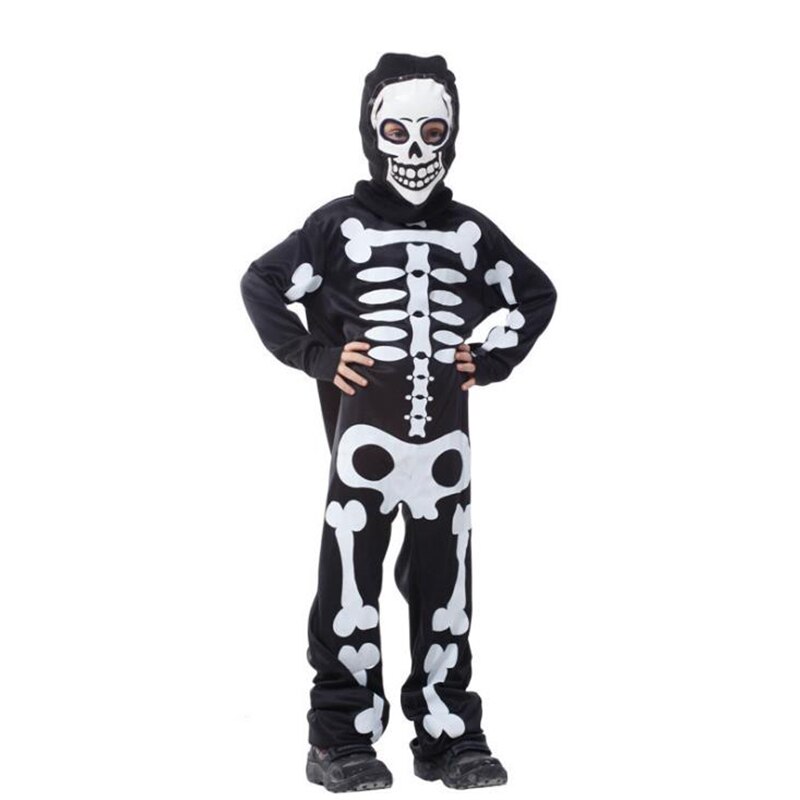 Huihonshe halloween karneval fest kostyme spill ytelse svart m klær barn & #39 s terror skjelett kostymer med cap