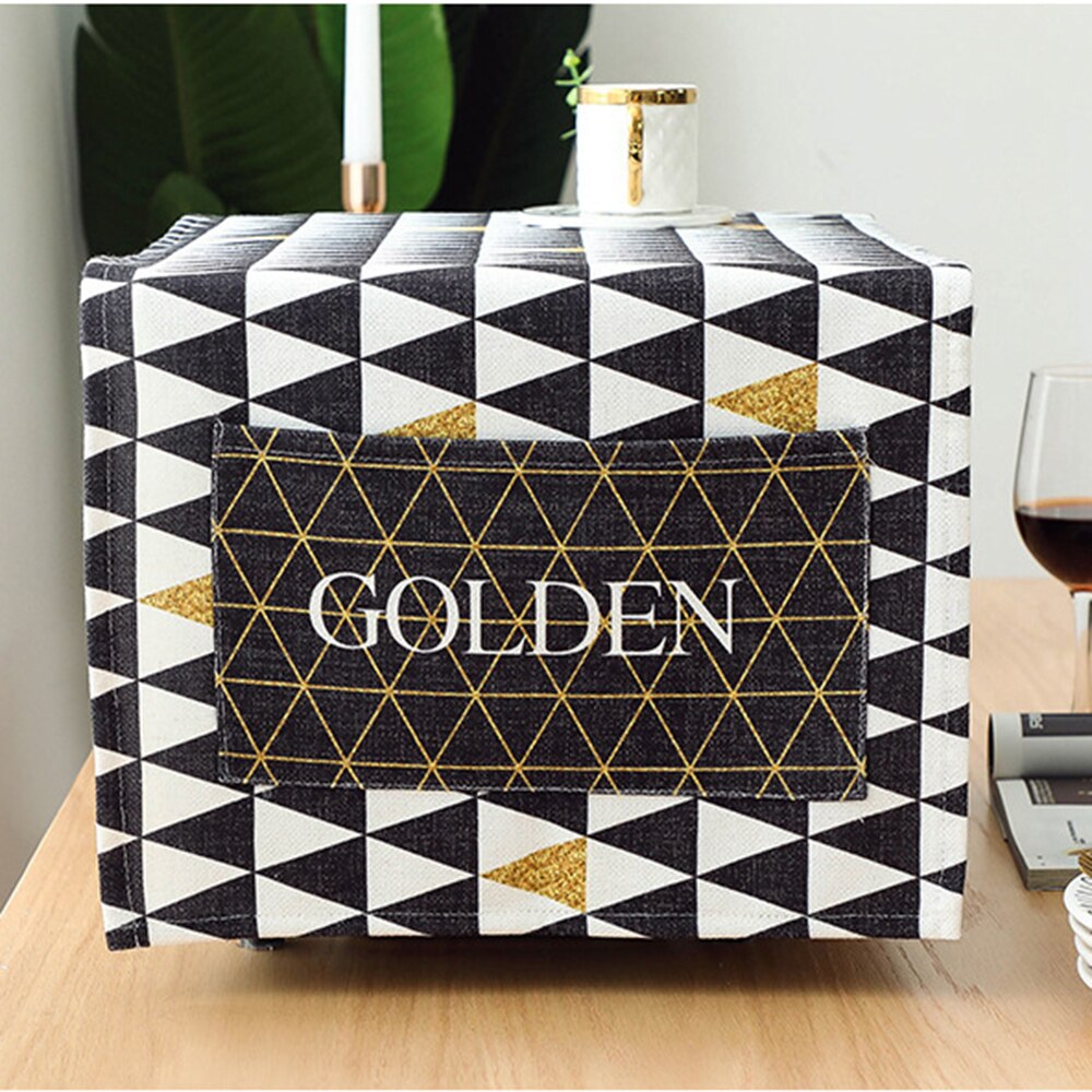 Rectangle Microwave Dust Cover Cotton Linen Double Storage Bag Accessories Decorative Hood Waterproof Microwave Kitchen Oven