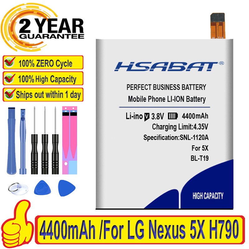 Hsabat Batterij Bl T19 Voor Lg Nexus 5X Batterij H790 H791 H798 BLT19 4400 Mah BL-T19 Batterijen