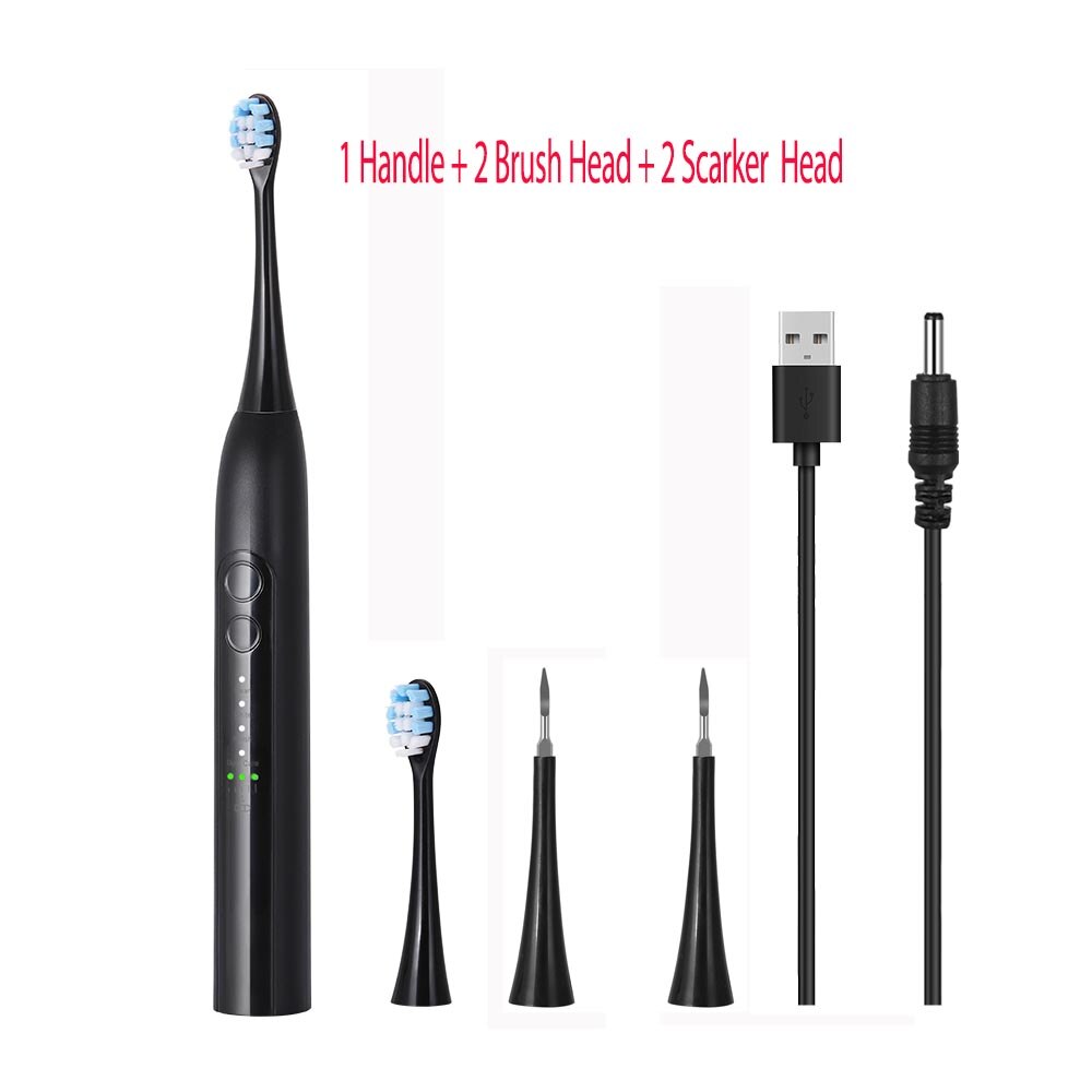 Sonic elektrisk tannbørste oppladbar brosse en tannbørste ultrasonisk ansiktsrensebørste erstatning tannskalerhode: Gjennomsiktig