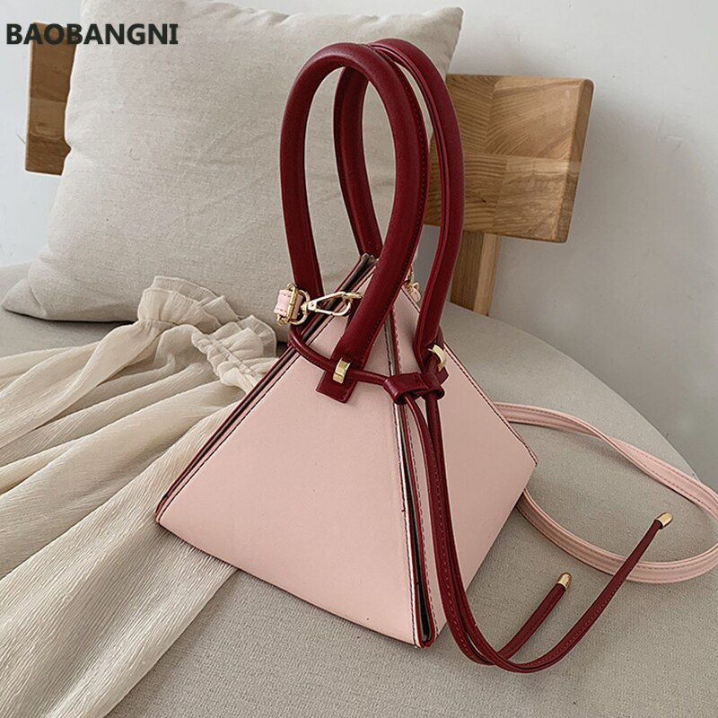 Chic Geometric Triangle Drawstring Women Handbags Casual Pu Messenger Bags Female Solid Color Shoulder Bag Clutch