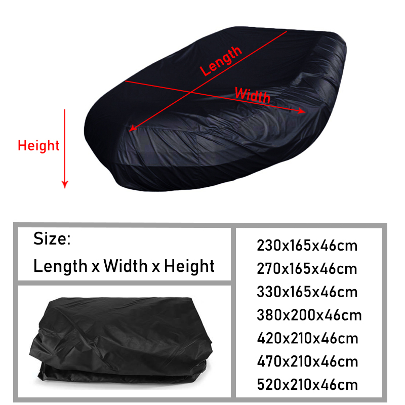 V-vorm Marine Boot Cover Grote Waterdichte Stofdichte AntiUV Regen Sneeuw Opblaasbare Boot Rubberboot Vissen Rubberboot Universele Hoes: 205x104x71cm / Black