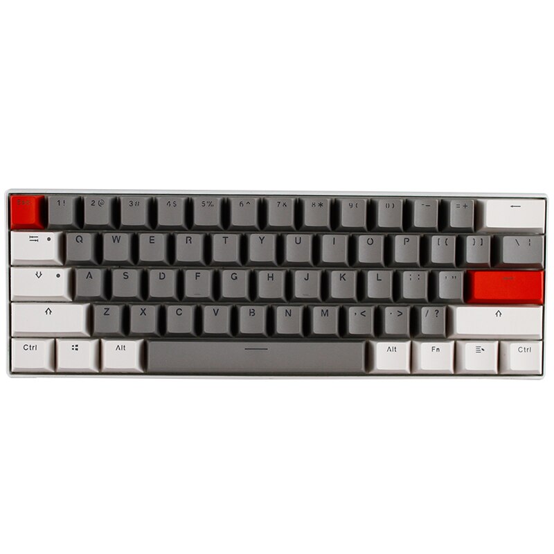 61 chaves pbt doubleshot backlit keycaps conjunto perfil oem para mx teclado mecânico do jogo ansi gh60 rk61/alt61/annie/poker gk61: Dolch White Grey