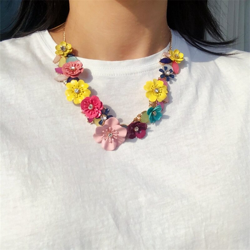 HangZhi-collier de fleurs en métal pour femmes et filles, collier de fleurs en métal, tendance exagération, bijoux, tendance, , tendance,