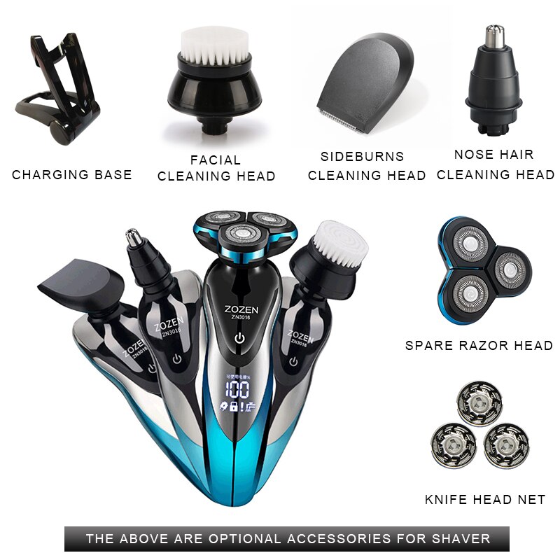 Electric Razor zozen Electric Shaver Rechargeable Shaving Machine for Men Beard Razor Wet-Dry Dual Use Water Proof Fast Charging