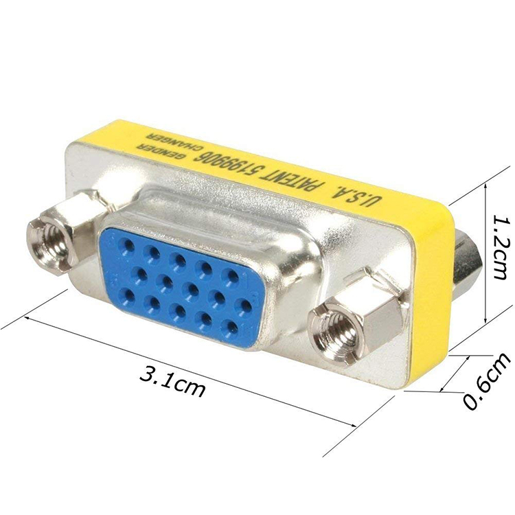 vga female to female adapter VGA cable extension connector Straight dual female connector 15-hole to 15-hole male to female conn