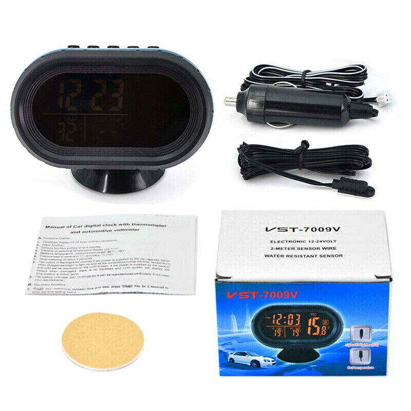 12v/24v bilar lcd digital termometer voltmeter led klocka larm monitor testare