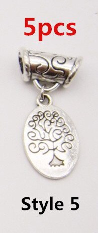 5Pcs/Pack metal Silver different charms hair braid dread dreadlock beads rings tube approx 6mm hole hair accessories: 5pcs Style 5