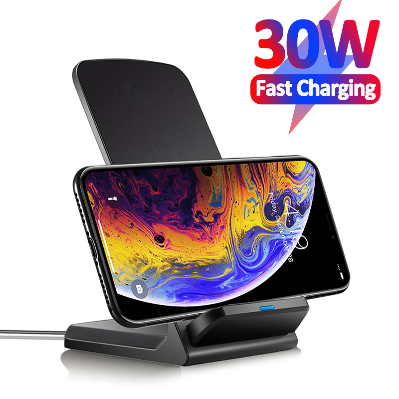 30W Qi Wireless Charger Stand Voor Iphone 13 12 11 X Xr 8 Type C Inductie Snelle Lading Docking voor Samsung S20 S10 Xiaomi Lg Etc