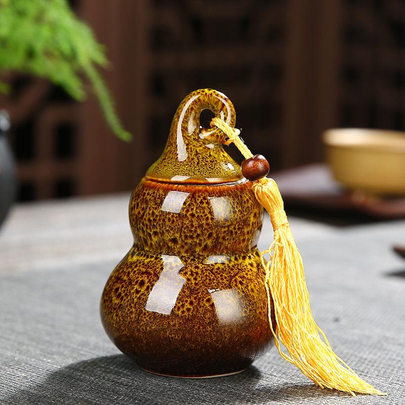Contenedores de té de cerámica con forma de calabaza, lata de Caddies kungfú chino, recipiente de té, accesorios, tarro de té, latas, caja, casa, oficina, Teaware: 4