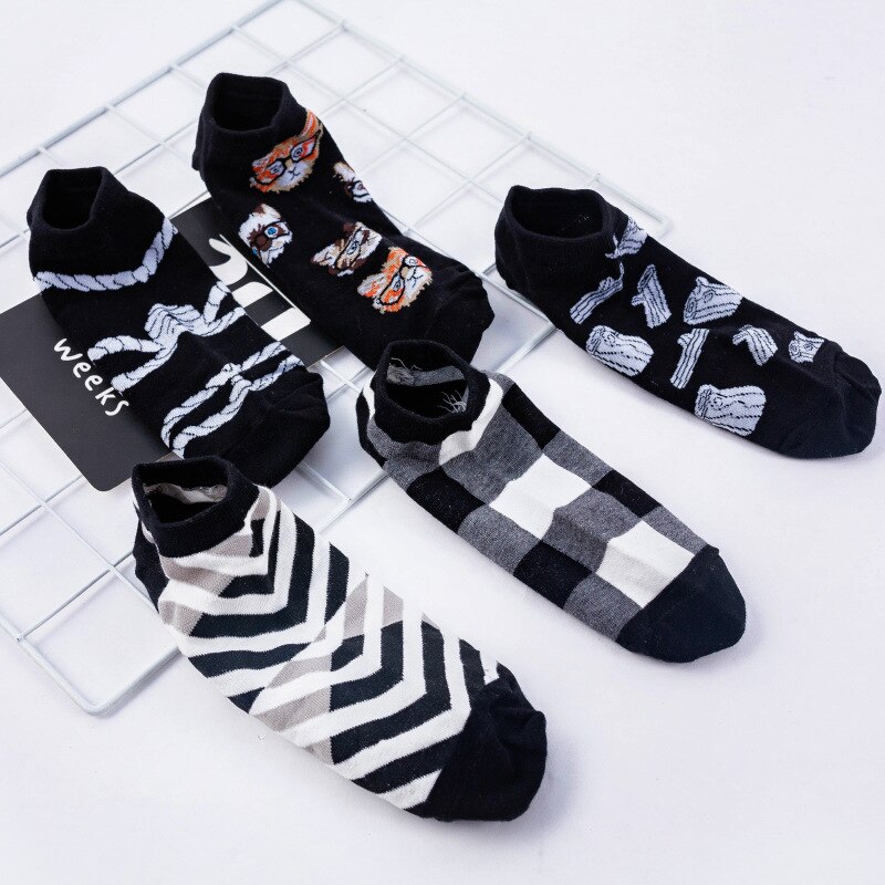 Calze da donna a righe bianche e nere da donna calze estive abbinate a letteratura e calze sottili in cotone artistico donna