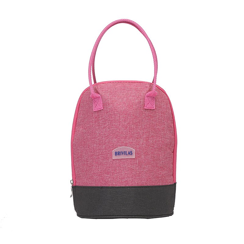 Grote Capaciteit Cilinder Lunch Tas Vrouwen Thermische Geïsoleerde Lunch Box Tote Koeler Handtas Mannen Draagbare Waterdichte Bento Pouch: rose red