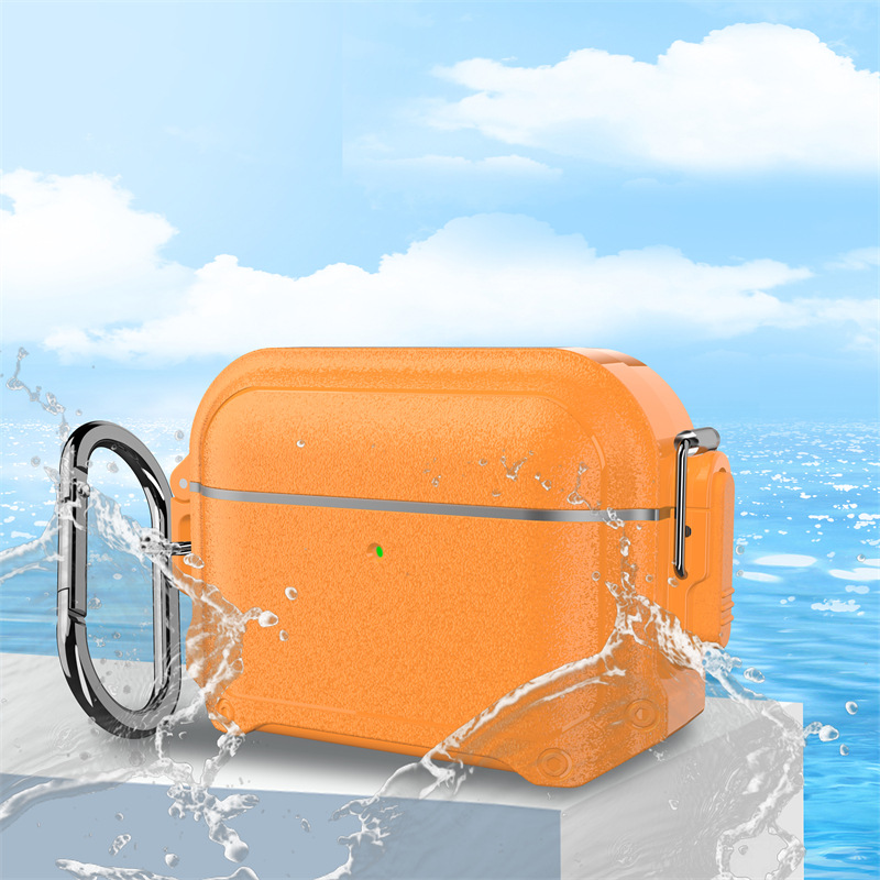 Waterproof Case for AirPods Pro 2 & AirPods 4, Cover with Secure Switch: S / Orange