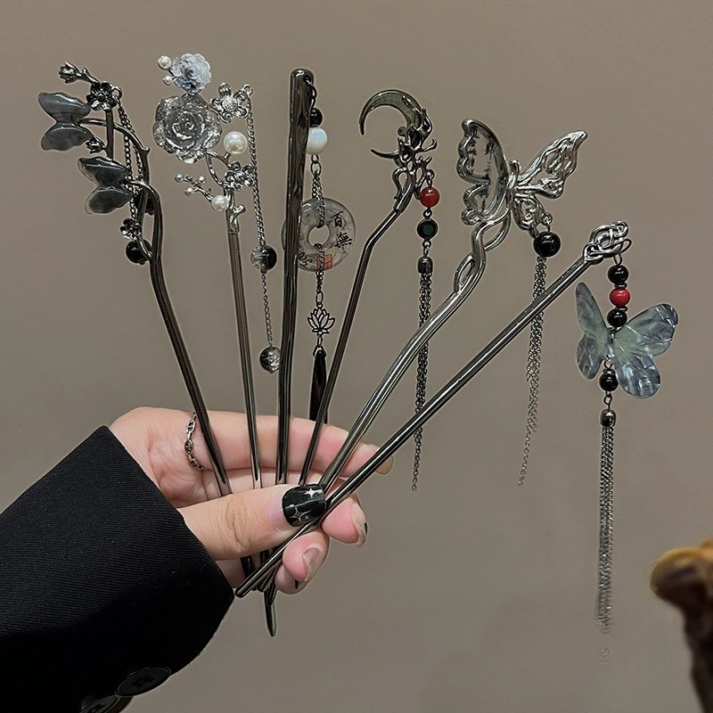 Ancient Chinese Style Butterfly Tassel Hair Stick for Women Girls Classical Hairpin Chinese Hair Accessories Jewelry