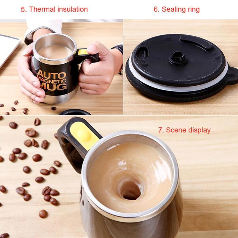 Auto Sterring Coffee Mug Stainless Steel Magnetic Mug Electric Mug Shaker Milk Cover Cup Mixing Mugs Lazy Smart Supplies Co D1K4