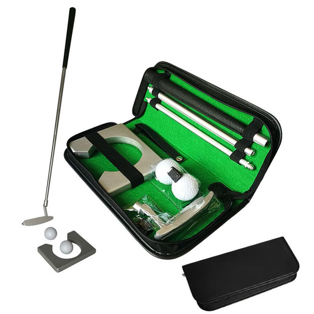 Golf putter set bärbar minigolf utrustning träningssats med avtagbar putter boll för inomhus/utomhus golf tränare kit: Silver-