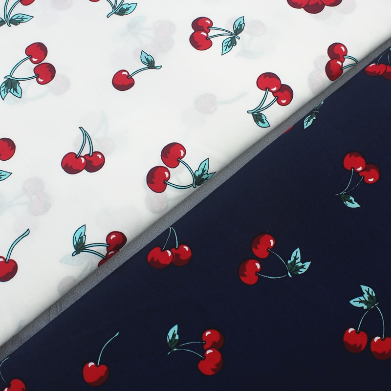 Tela estampada con cereza de 147x50cm, tela de algodón bricolaje, ropa para niños, tela de costura, decoración de Material de costura, tejido de algodón para hogar