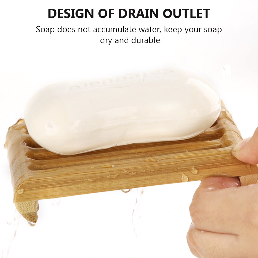 Wooden Bamboo Soap Dishes Bathroom Soap Rack Holder Dish Storage BoxBamboo Plate Tray Bath Plate Box Essential Kitchen Portable