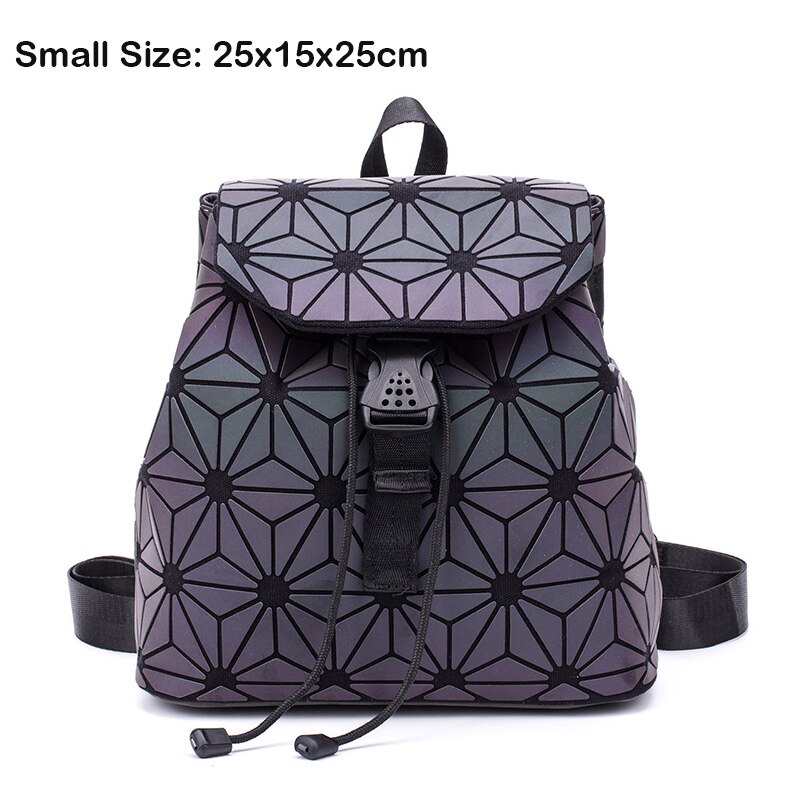 Women Backpack Luminous Geometric Plaid Sequin Female Backpacks For Teenage Girls Bagpack Drawstring Bag Holographic Backpack: Luminous Flower S