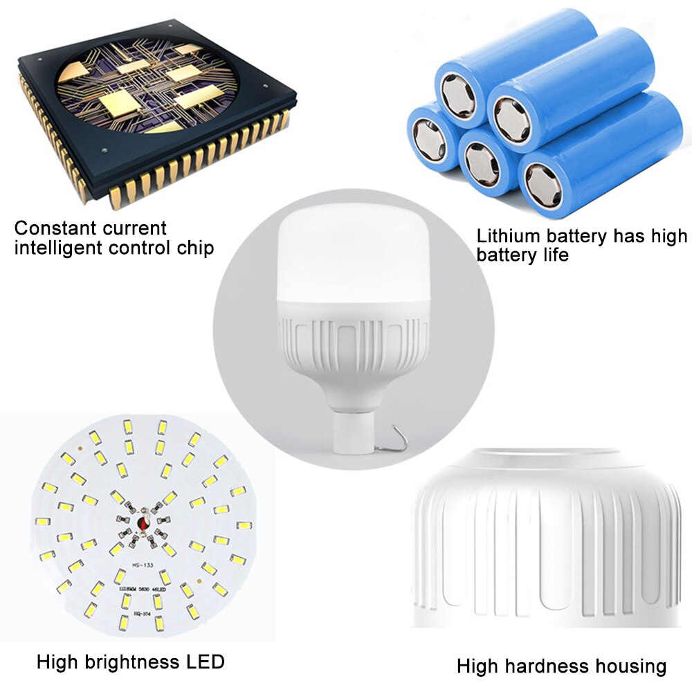 Led campinglampe usb genopladelig nødnatmarked 5 model campinglys til udendørs vandreture transportabelt teltlys