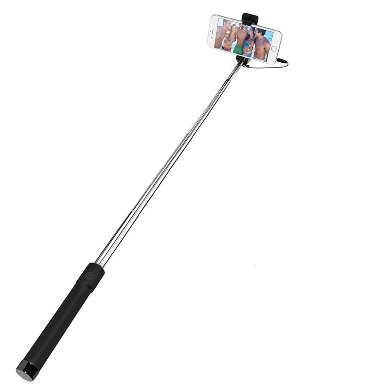 Ascromy Allungabile Palmare attraverso Cavo Selfie Bastone Selfiestick 3.5 millimetri Aux Cavo Monopiede per iPhone iOS androide Cellulare Accessori Del Telefono: nero