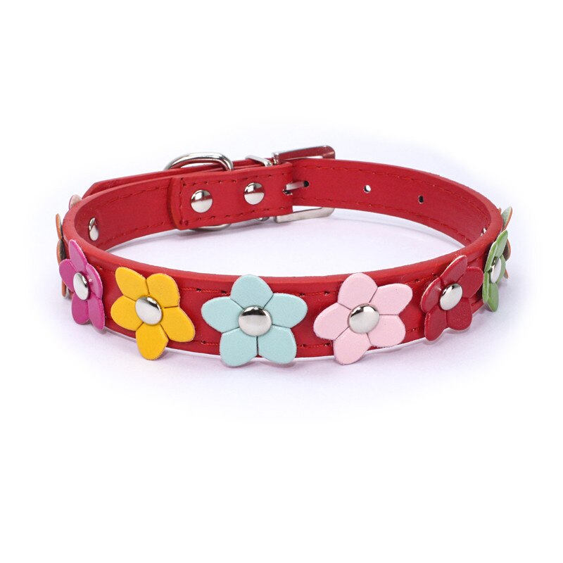 Pu litet hundhalsband blom nalle-hundhalsband blomhalsband för husdjur för katthundar valphalsband: Röd / M