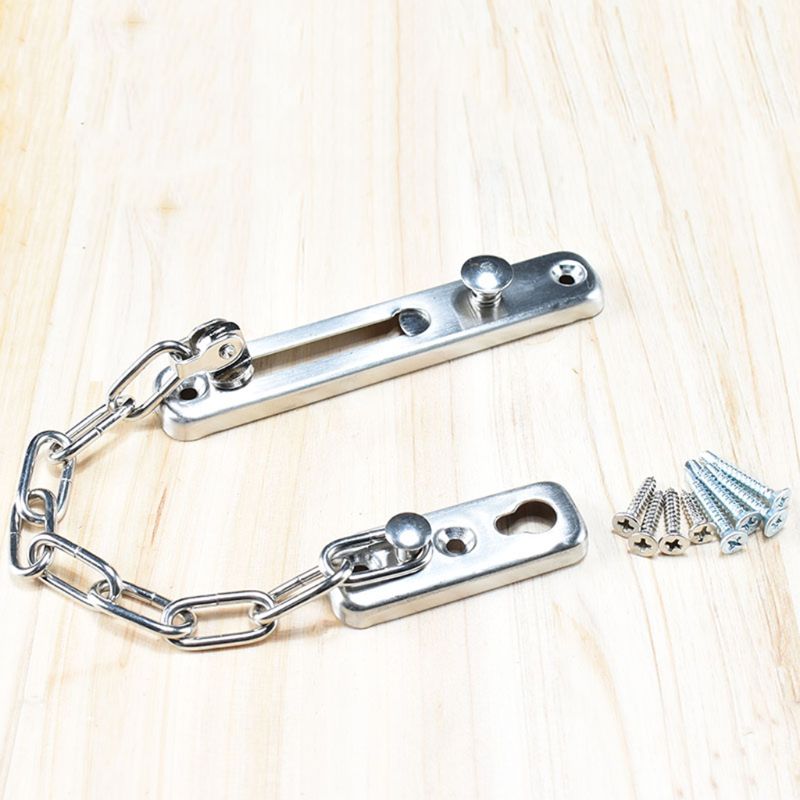 1-Pack Anti-Theft Door Chain Stainless Steel Sliding Bolt Door Lock Security Chain for Home Hotel Safety Supplies