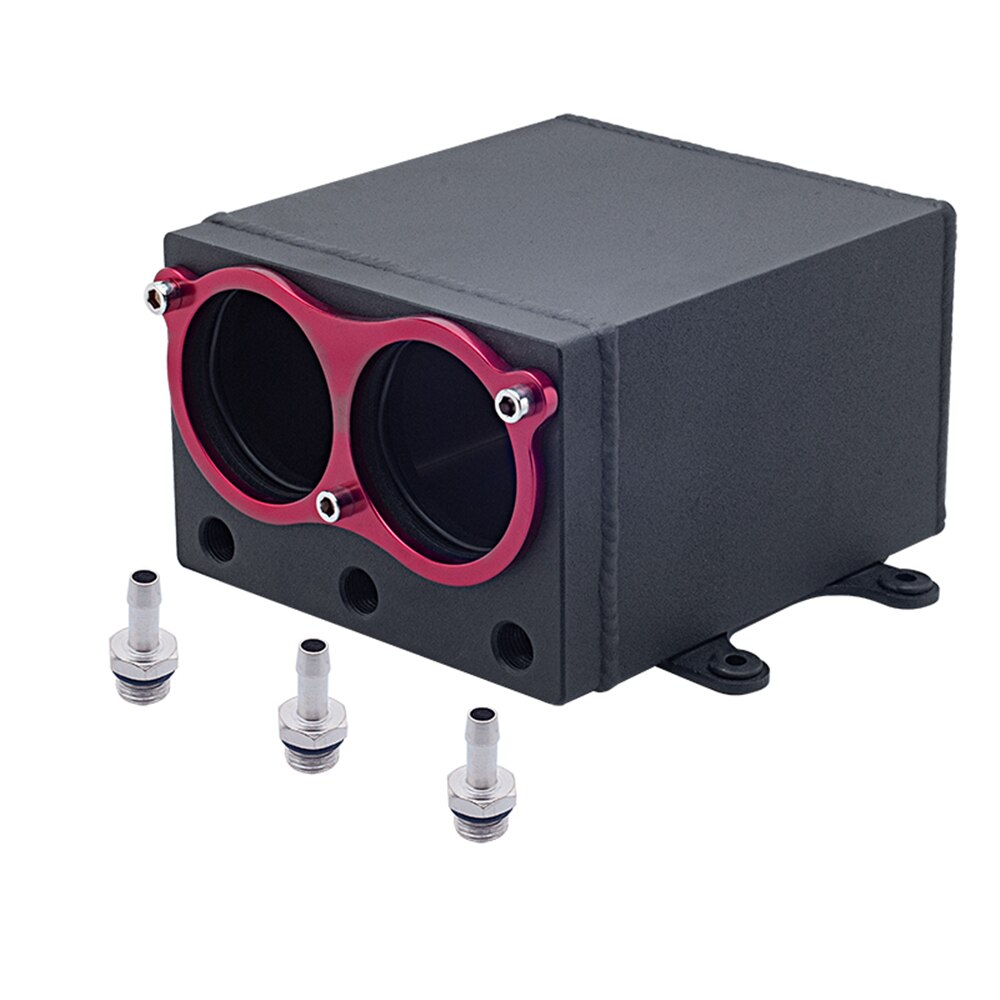 60mm oil catch can fuel surge tank dual port 044 pump use racing black Billet 6061 aluminium