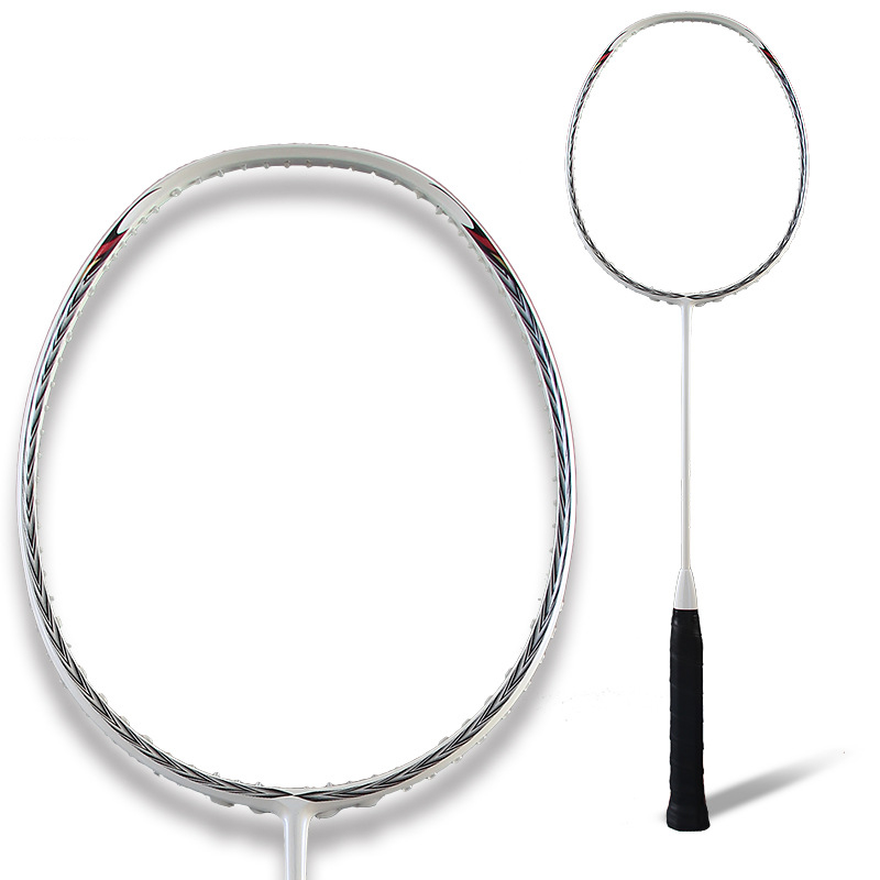 Carbon Badminton Racket Single Shot Men And Women Training Badminton Racket With Racket Bag: white