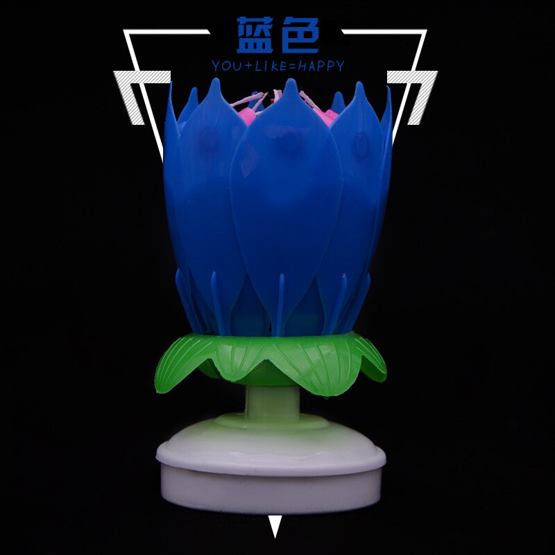 2 pièces Musical Lotus fleur bougie joyeux anniversaire bougie magique fleur anniversaire bougie pour bricolage décoration de gâteau de mariage: 2pcs Blue
