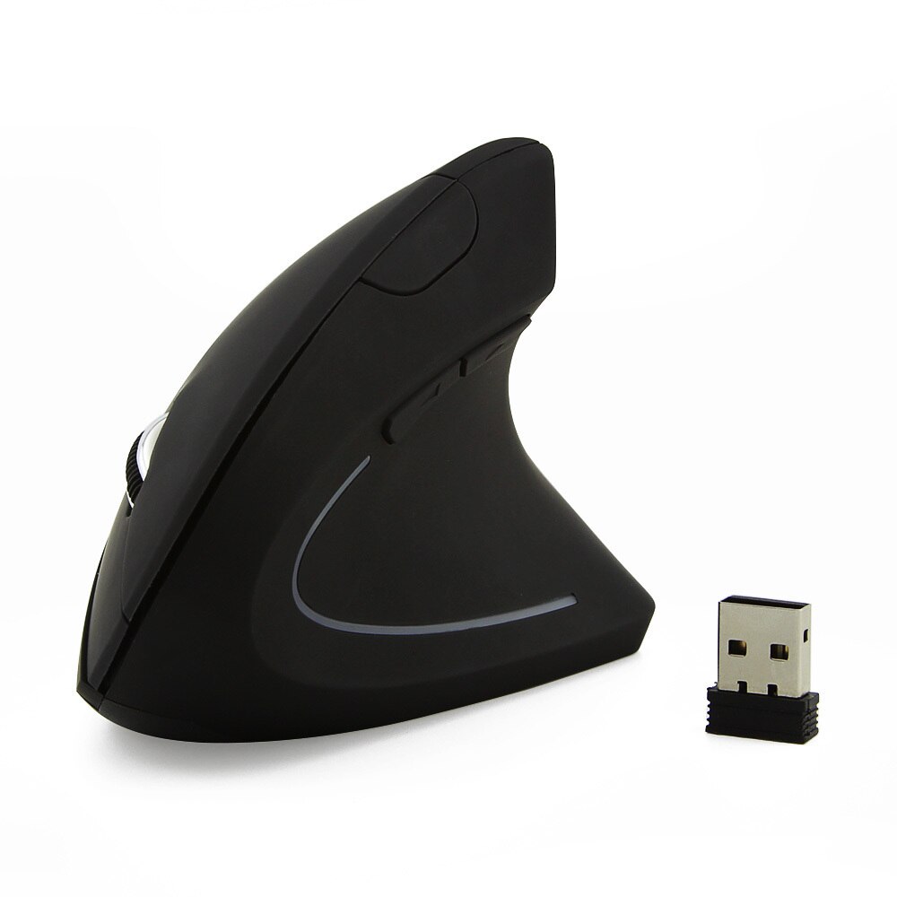 CHYI Ergonomische Vertikale Maus kabellos 1600DPI Optische Computer Mause Gamer 5D LED Spielen Mäbenutzen Mit Maus Pad Bausatz Für Laptop PC: nur schwarz maus