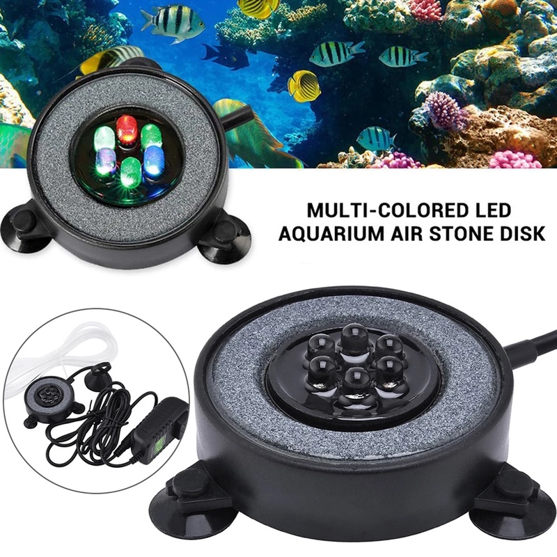 Luz LED impermeable que cambia de Color para acuario, lámpara redonda para decoración de burbujeador de pecera, luces Led para piscina, 1 ud.