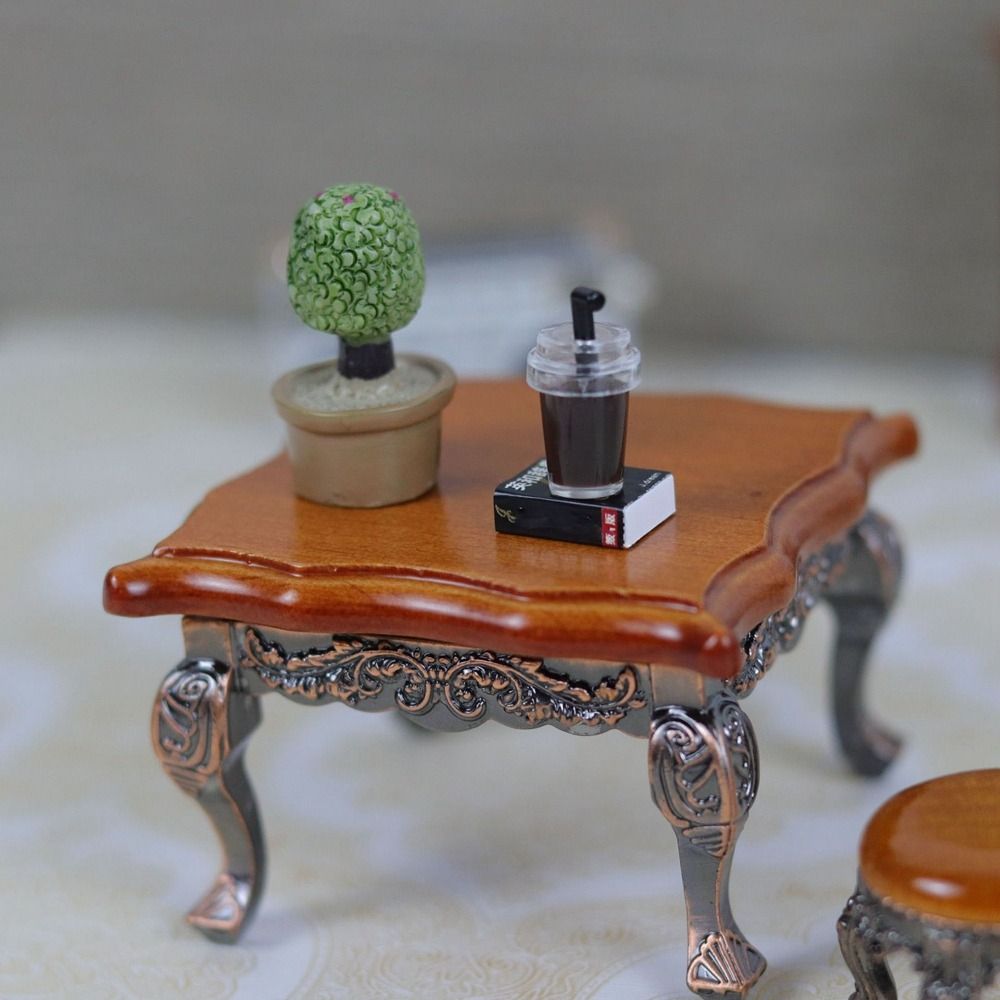 Mini 1:12 Poppenhuis Meubels DIY Micro leven Retro Miniatuur Bureau Eenvoudige Meubeldecoraties Poppenhuis Accessoires