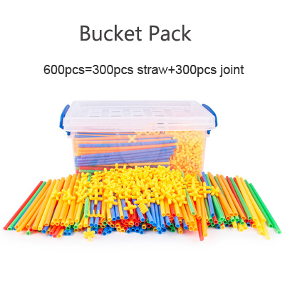 100-700pcs 4D Straw Building Blocks Tunnel Shaped Stitching Inserted Construction Assembling Blocks Toys for Children: 600pcs box set