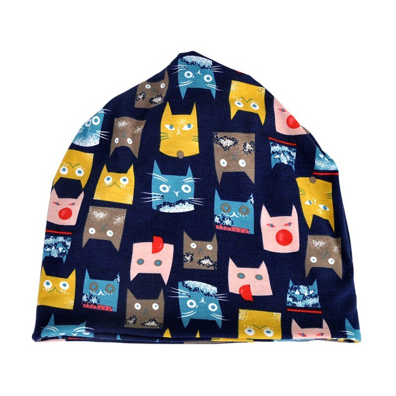 Herbst Winter Laufen Deckel Schal Einfache Stil Katze Gedruckt Atmungsaktives strecken Hütte Hals Wärmer Wandern Reise Hüte