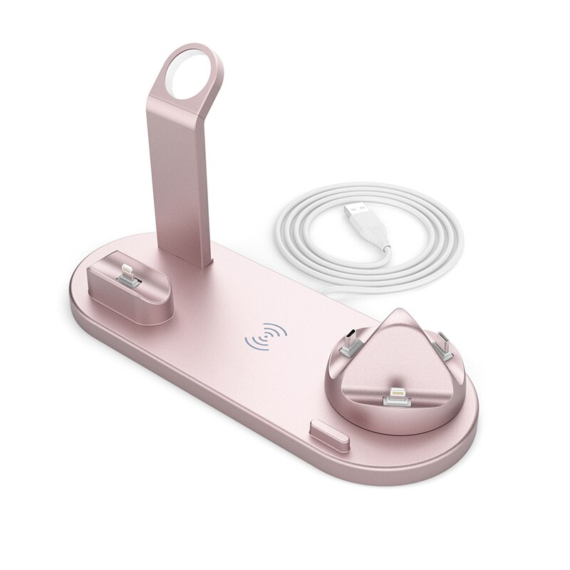 10W Draadloze Snel Opladen Voor Apple Huawei Samsung Xiaomi Mobiele Telefoon Draadloze Oplader Horloge Headset Opladen Stand Desktop: 3 in 1 10w pink