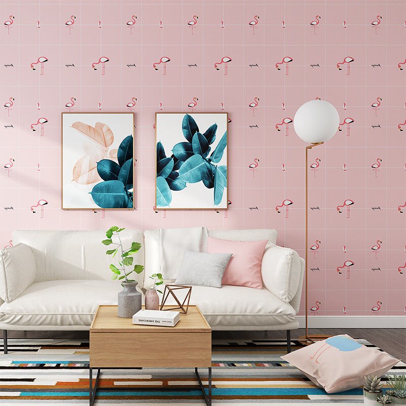 60*100cm Pink Girl Room Wall Stickers Sprinkles Decorative Self Adhesive Wallpaper Flamingo Heart Pattern Kids Baby Room Decor: 1
