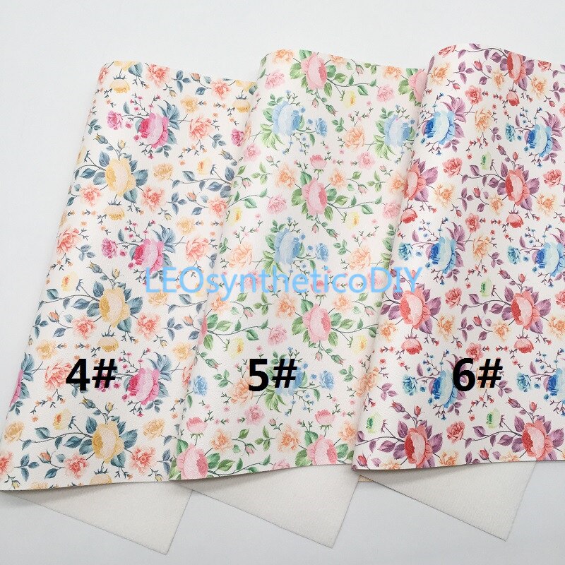 1 Pc 21X29CM Bloemen Gedrukt Faux Leer Stof, Synthetisch Leer Stof Lakens, Leer Voor Maken Bows Leosyntheticodiy T413