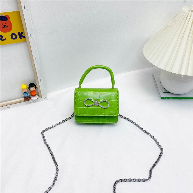 Koreanischen Stil freundlicher Geldbörsen und Handtaschen Niedlichen Mini Mädchen Diamant Bogen Brieftasche Baby Münzfach Kupplung Tasche: Grün