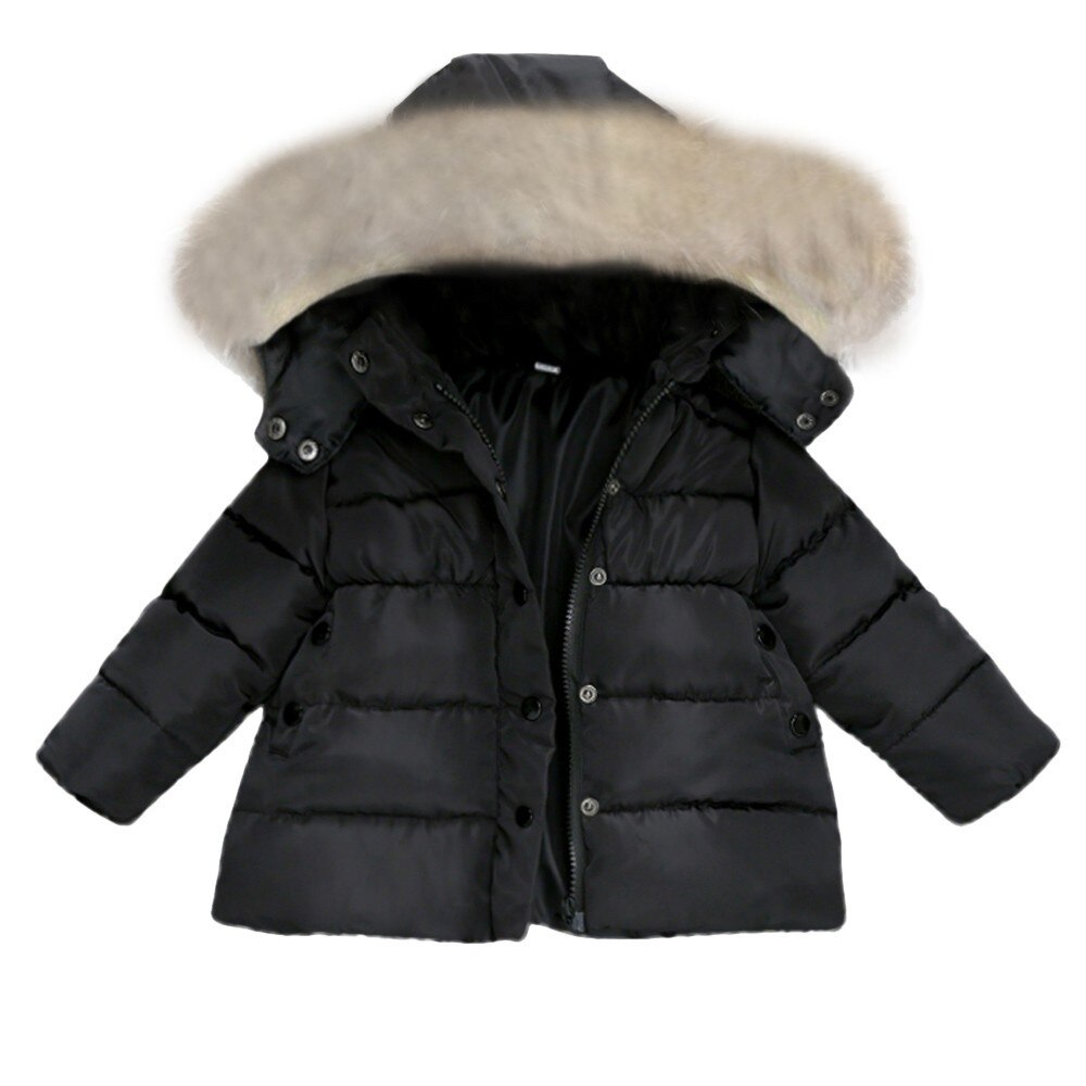 Winter Baby Soild Thick Coats Baby Girls Boys Kids Down Jacket Coat Autumn Winter Warm Children Clothes ubrania dla dziewczynek: Black / 18M