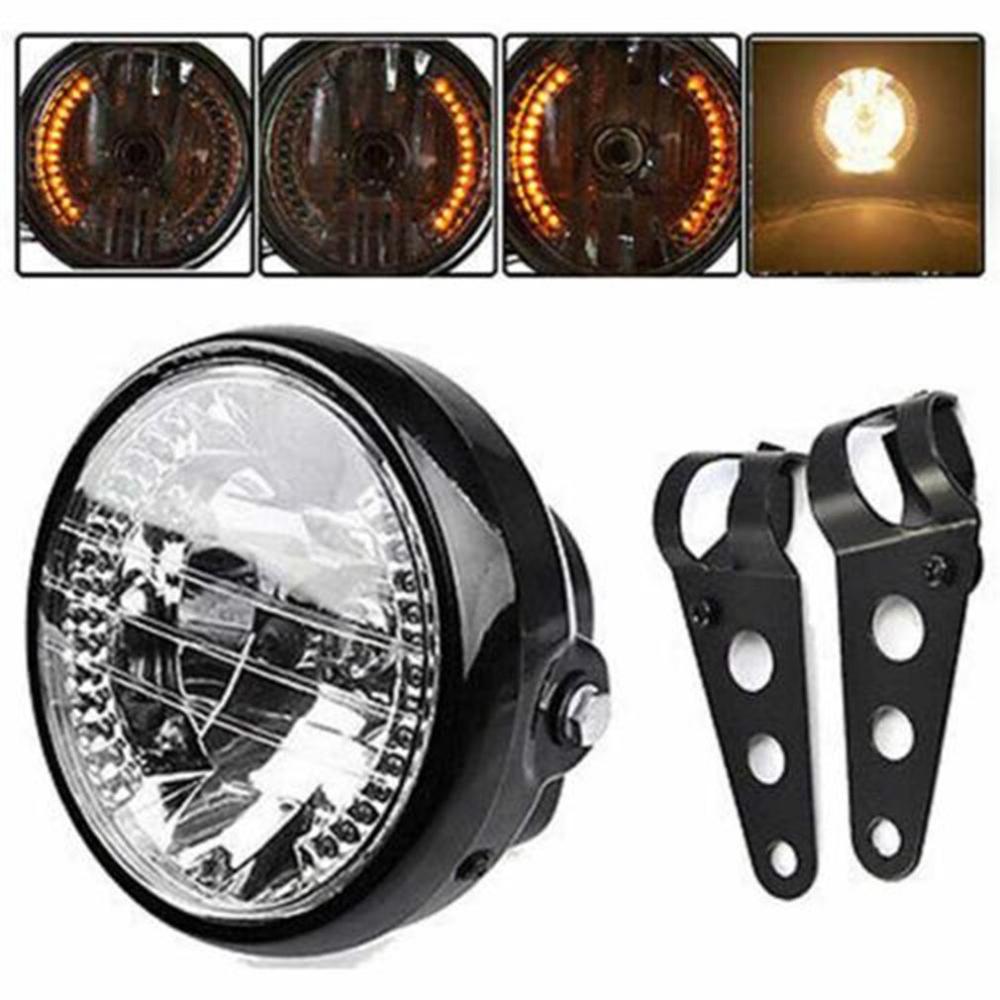 Motorcycle Modified Retro Headlights 7 Inch Angel Ring Headlights for Harley Far Near Light Steering Function Headlights