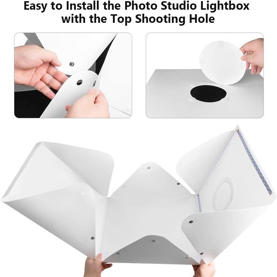12" 30cm Folding Lightbox Portable Photography LED Photo Studio Shooting Tent Softbox Background Kit MINI Light Box DSLR Camera