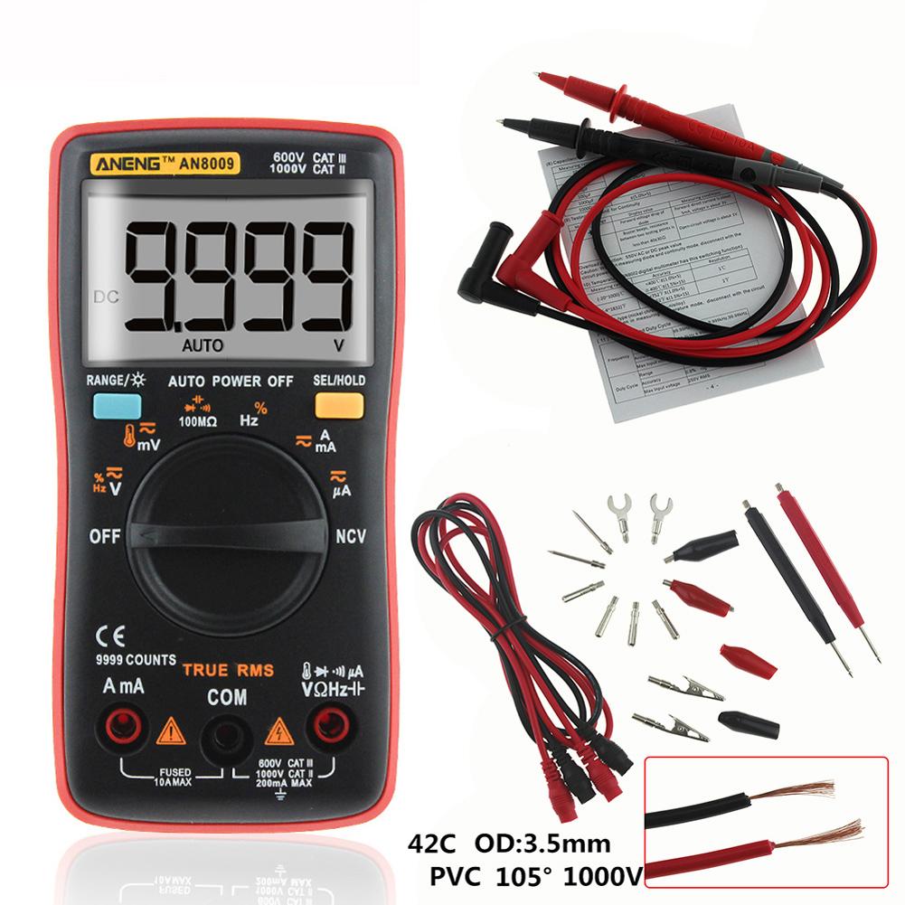 ANENG AN8009 Digital Multimeter True-RMS Multimeter 9999 Counts Auto Ranging Capacitance Meter Large Screen Voltage Meter