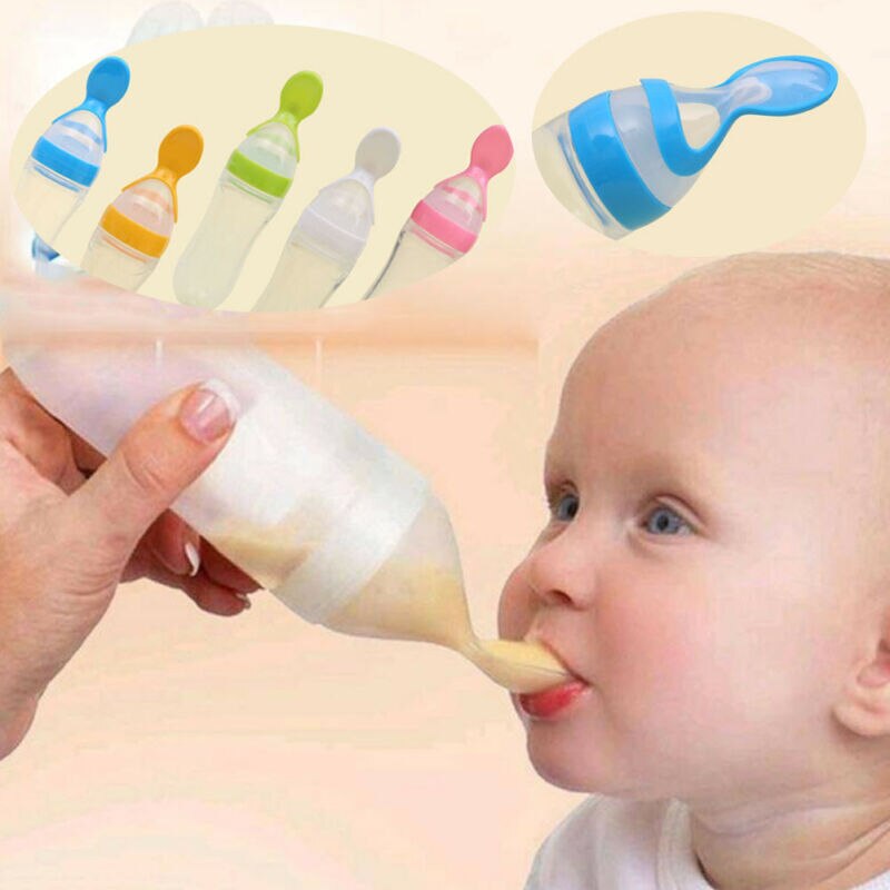 Biberon en Silicone pour bébé, avec cuillère et chargeur, bouteille de riz, de céréales, KY