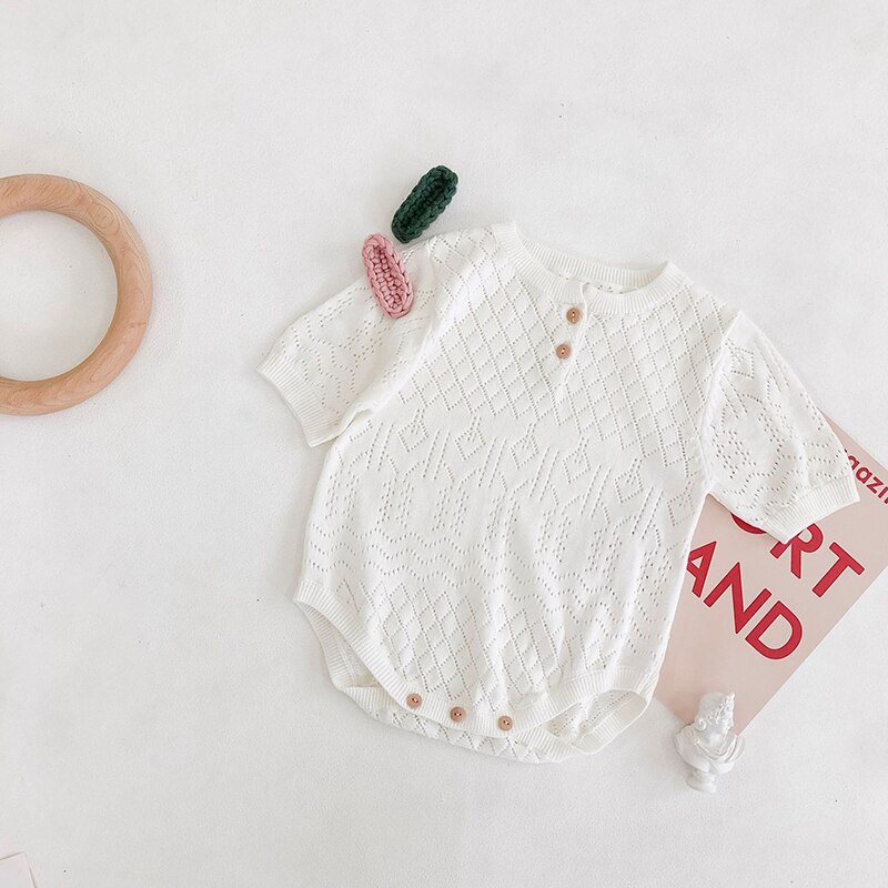 Milancel Zomer Baby Jongens Kleding Gebreide Airconditioner Baby Kleding Puur Katoen Peuter Bodysuit: WHITE / 3-6M
