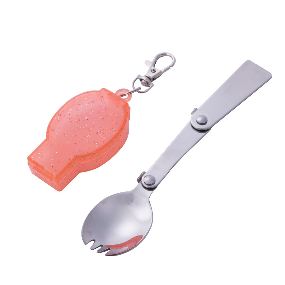 Kampeer opvouwbare lepel vork buiten servies keuken roestvrij staal zak schep drinkbaar onderbroek schattig roze eetgerei: Oranje vork