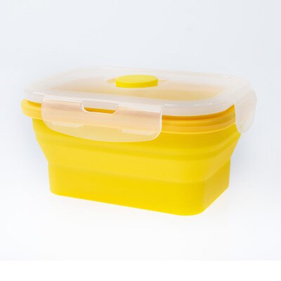 1200Ml Siliconen Opvouwbare Lunchbox Inklapbare Voedsel Container Bento Bpa Gratis Microwavable Draagbare Picknick Rechthoek Doos: YELLOW / 800ML