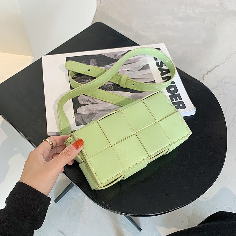 Stijl Vrouwen Effen Kleur Schoudertas Pu Lederen Crossbody Tassen Kleine Vierkante Flap Reistas Vrouwelijke Eenvoudige Bakken: green