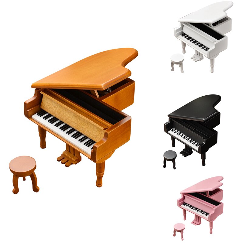 Caja de música de madera para Piano, 18 toneladas, para el Día de San Valentín, caja de música clásica con taburete artesanal