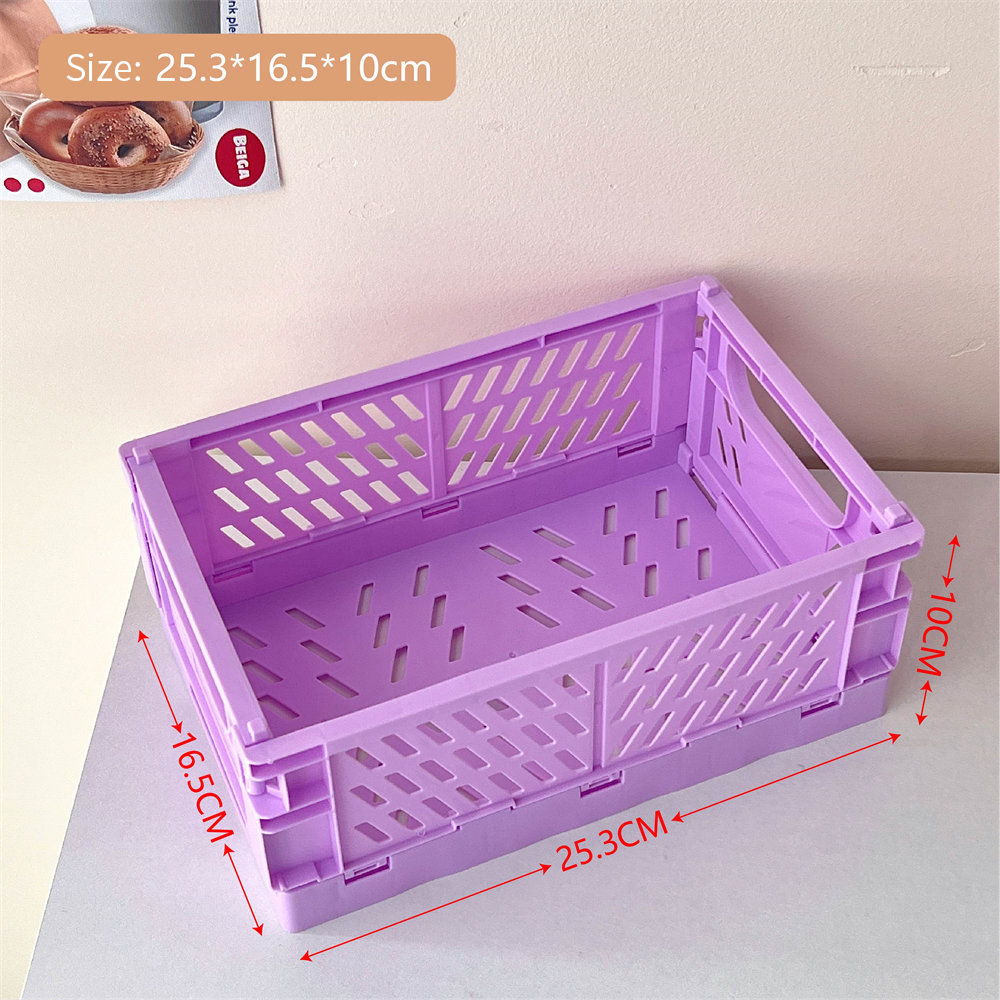 Faltbare Aufbewahrungskiste aus Kunststoff, zusammenklappbarer Boxkorb, stapelbar, niedlicher machen-hoch-Schmuck, Spielzeugboxen für Aufbewahrungsbox, Organizer, tragbar: Lila
